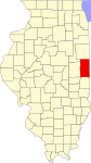 Map of Illinois highlighting Vermilion County